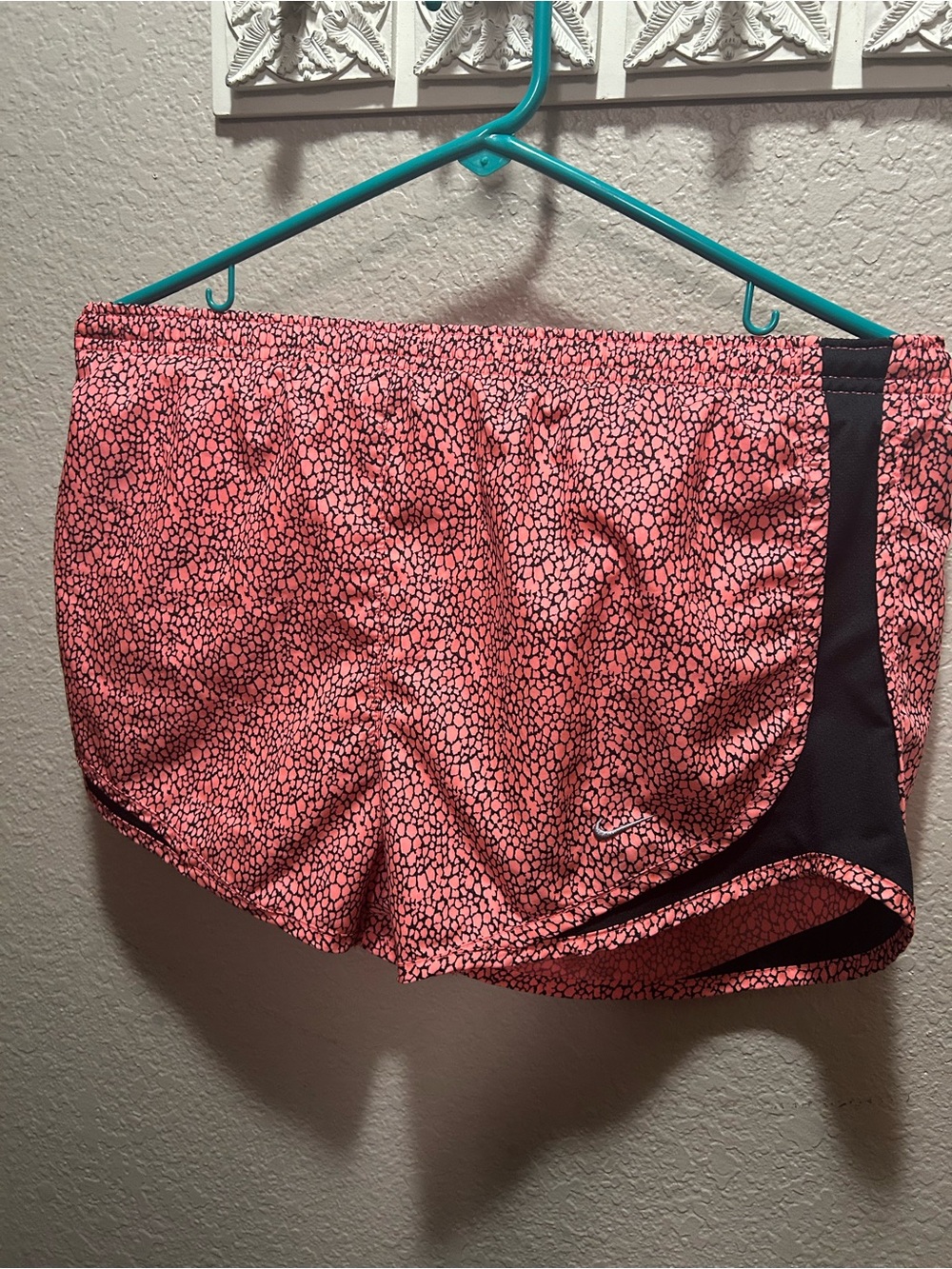 Nike Pink Printed Athletic Shorts with Black Side Panel